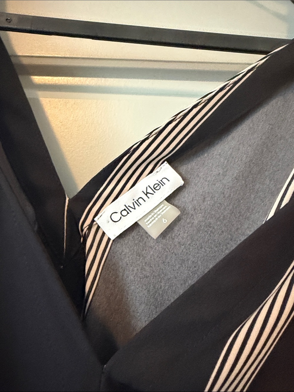 Calvin Klein Black Maxi Dress with Cream Vertical Stripes - Picture 2 of 9